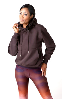 the coziest luxury hoodie sweatshirt in this year's trendiest expresso brown color unisex fit and will last forever