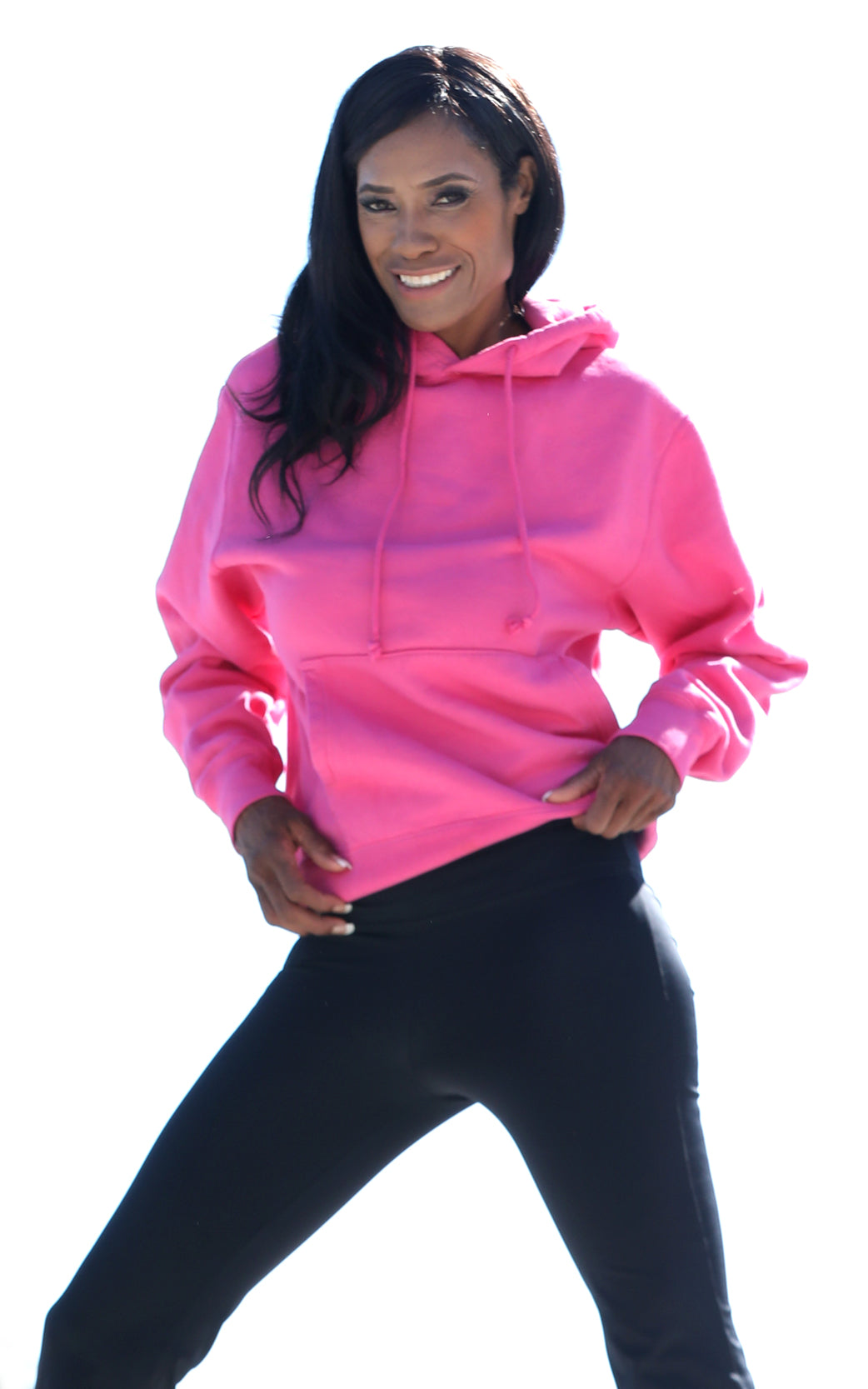 CENTRAL PARK WEST PULLOVER FLEECE HOODIE IN ULTIMATE PINK