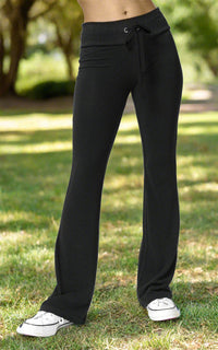 Women's Black Flare Sweatpant-slim fit-high waist-black drawstring waist