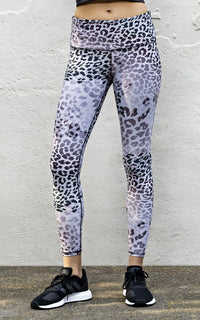 Women's full length high rise, high band legging with soft tonal grey skin print. Inseam is 26" Model is wearing Size small