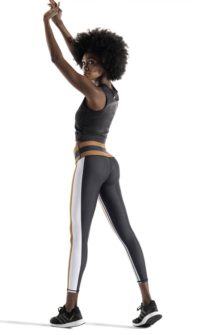 JUMP USA Women Black & Pink Colorblocked Activewear Gym Tights