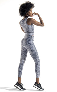 Women's snakeskin print set, high rise legging with cropped sport tank for all workouts and street